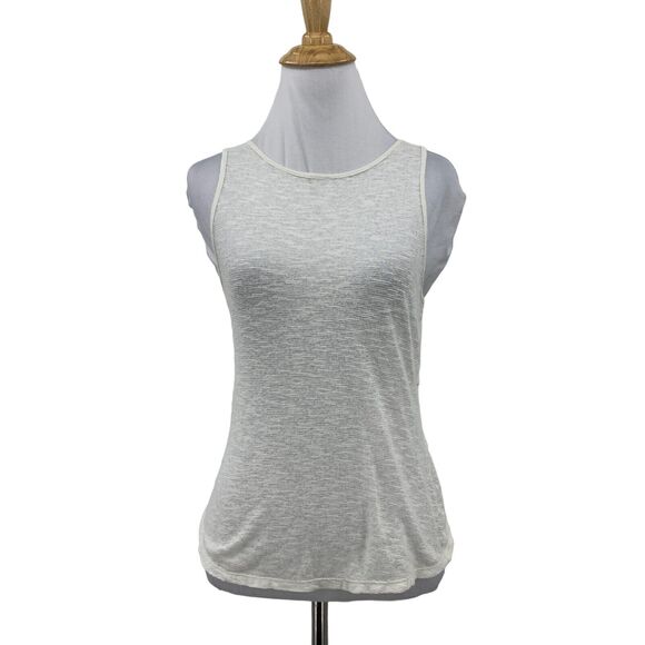Free People Tank Top Womens XS White Sheer Cotton Blend Tiered Tulip Back Hem - Picture 1 of 11